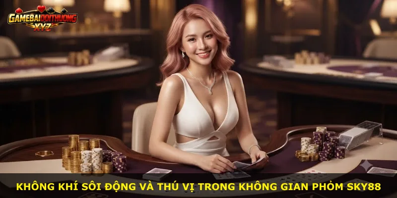 Không khí sôi động và thú vị trong không gian Phỏm Sky88